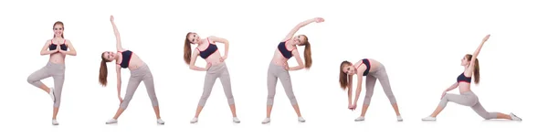 흰색으로 운동을 하는 젊은 여자 — 스톡 사진