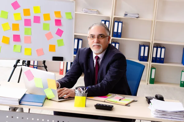 Dipendente uomo anziano in concetto di priorità contrastanti — Foto Stock