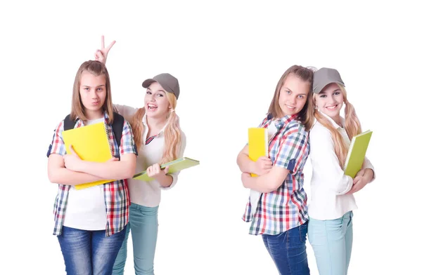 Pair of young students on white — Stock Photo, Image