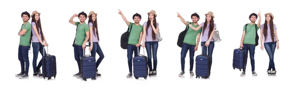 Estudantes prontos para viajar em branco — Fotografia de Stock