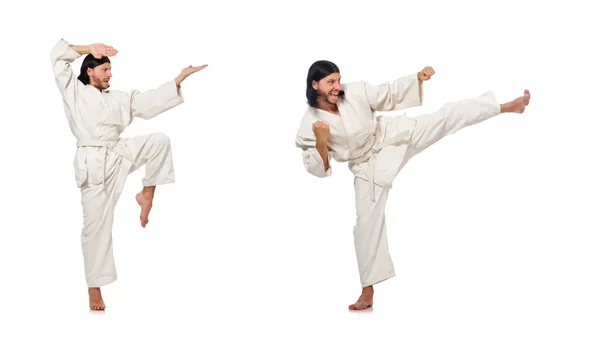 Karate fighter isolated on white — Stock Photo, Image