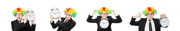 Zakenman clown in grappig concept geïsoleerd op wit — Stockfoto