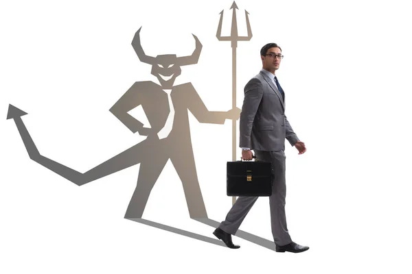 Djävulen gömmer sig i affärsmannen - alter ego koncept — Stockfoto