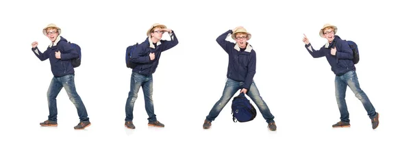 Смішний студент в сафарі капелюсі — стокове фото