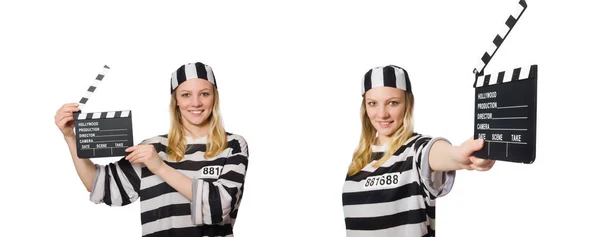 Inmate with the movie clapper — Stock Photo, Image