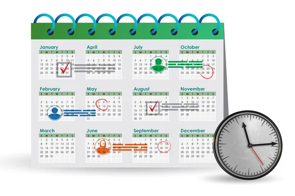 Conceito de calendário para fins de planejamento - renderização 3d — Fotografia de Stock