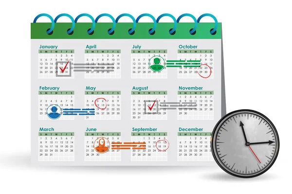 Concepto de calendario para fines de planificación - renderizado 3d — Foto de Stock