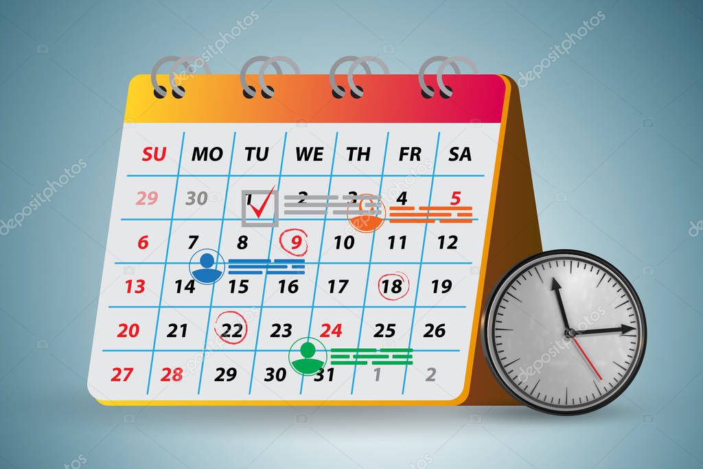 Calendar concept for planning purposes - 3d rendering