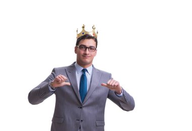 Kral işadamı beyaz arka planda izole edilmiş