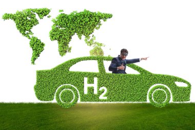 Hydrogen car concept in ecological transportation concept clipart