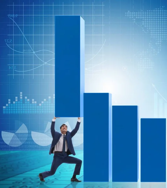 Zakenman ondersteunt groei in economie op grafiek — Stockfoto