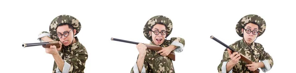 Lustige Soldat isoliert auf dem weißen — Stockfoto