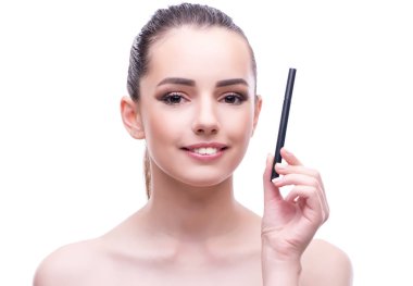 Makyajlı genç, güzel bir manken.