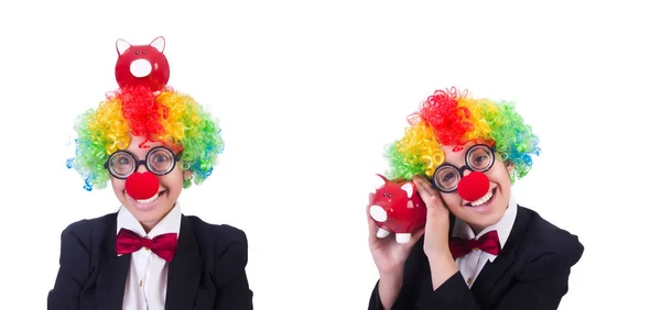 Geschäftsmann Clown isoliert auf Weiß — Stockfoto