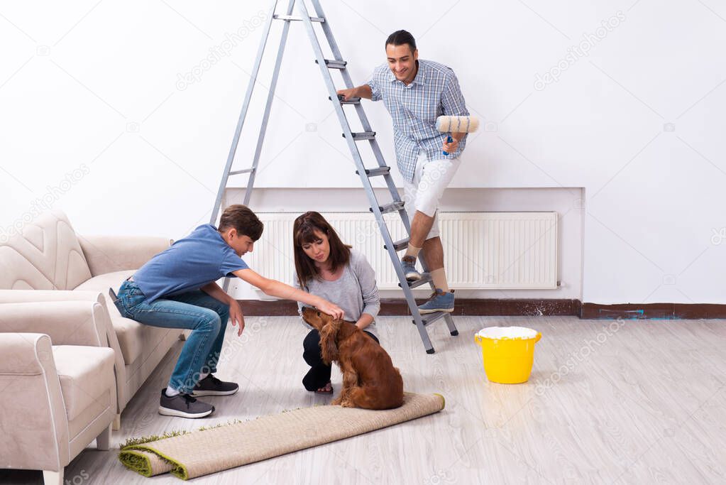 Young family doing home renovation