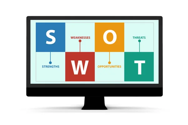 Concepto de técnica SWOT para empresas - renderizado 3D —  Fotos de Stock