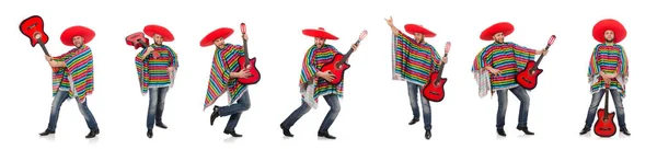 Drôle mexicain avec guitare isolée sur blanc — Photo