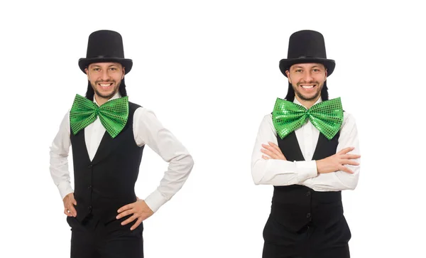 Mann med grønt sløyfe i rart konsept – stockfoto