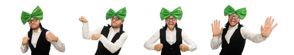 Hombre con corbata verde grande en concepto divertido — Foto de Stock