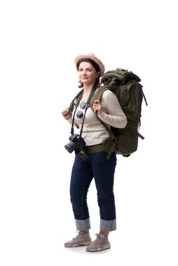 Beyaz tenli yaşlı kadın turist