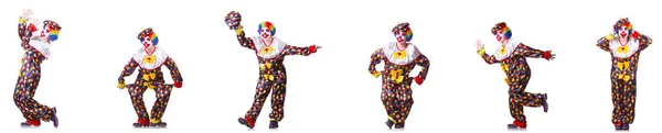 Lustiger männlicher Clown isoliert auf Weiß — Stockfoto