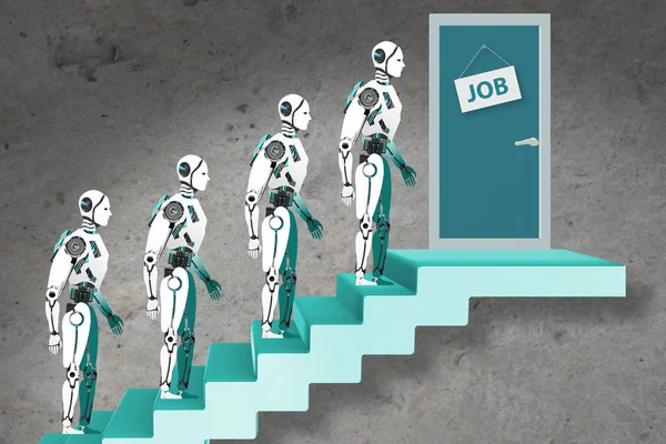 Robotar köar för jobb — Stockfoto