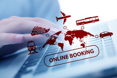 Seyahat için online rezervasyon kavramı