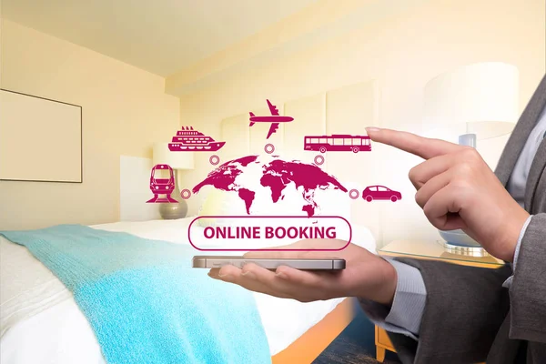 Concepto de reserva online de hotel —  Fotos de Stock