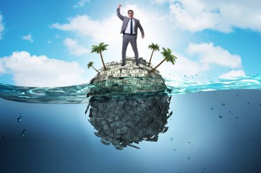 İş adamıyla offshore hesapları kavramı