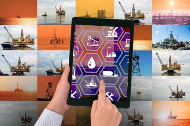 Petrol endüstrisinde petrol işçisi konsepti