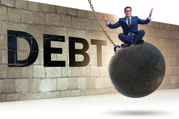 Koncepce dluhu a úvěru u podnikatele — Stock fotografie