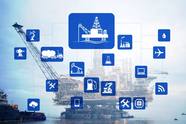 Concepto de automatización en la industria del petróleo y el gas —  Fotos de Stock