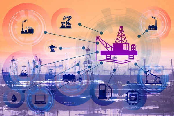 Concepto de automatización en la industria del petróleo y el gas —  Fotos de Stock