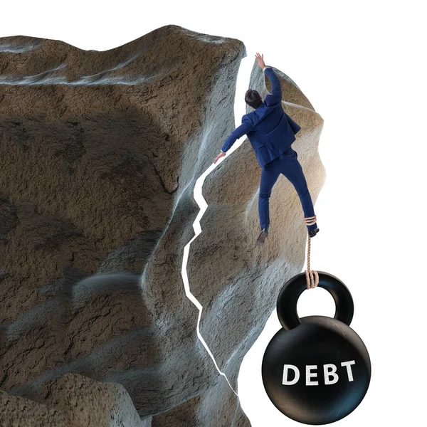 Έννοια του χρέους και φορτίο με επιχειρηματία — Φωτογραφία Αρχείου