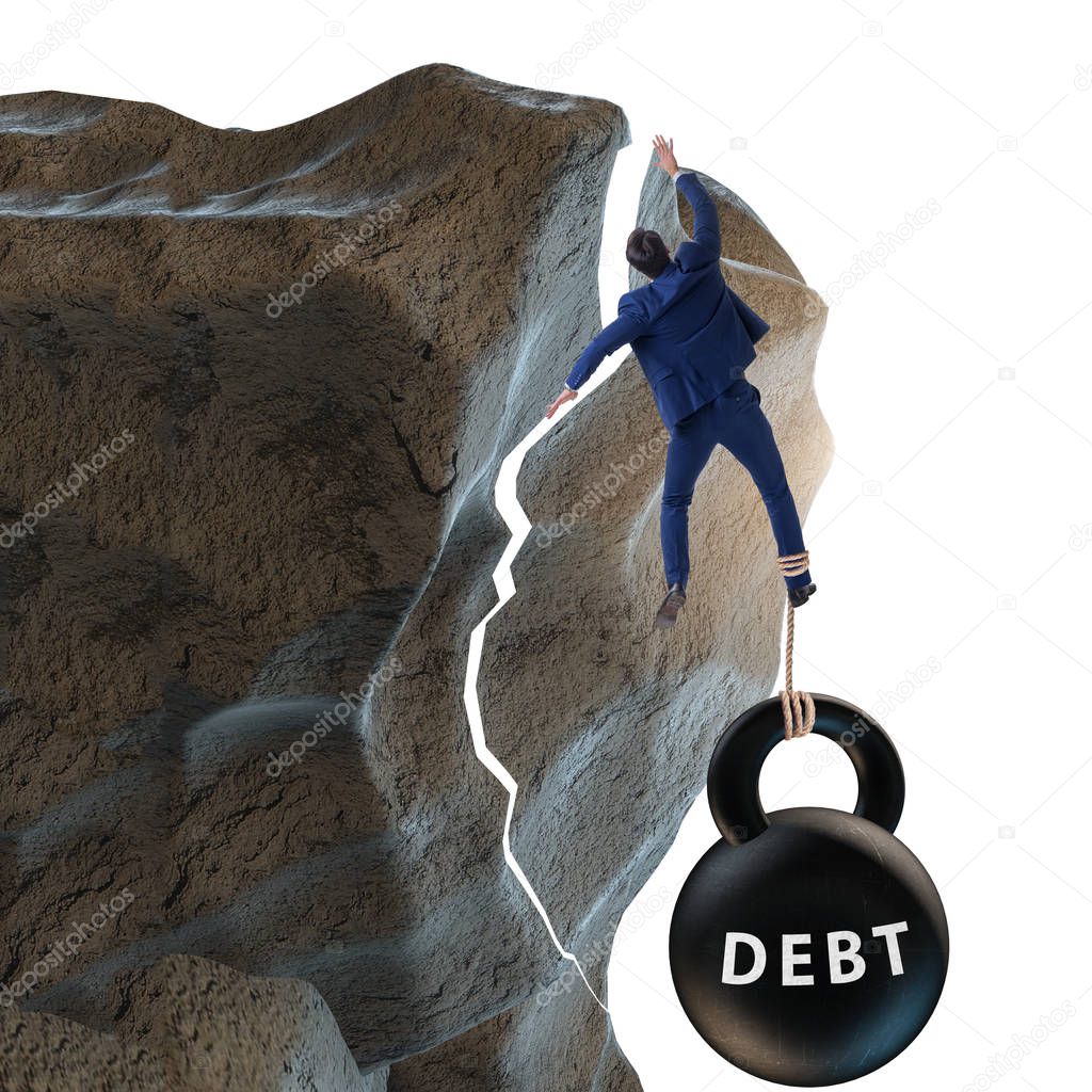 Concept of debt and load with businessman