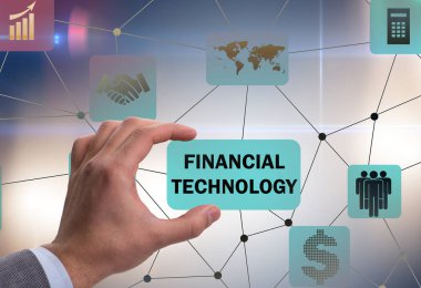 Finans teknolojileri fintech kavramı tutan el