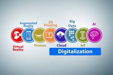 Dijital dönüşüm konsepti - 3d oluşturma