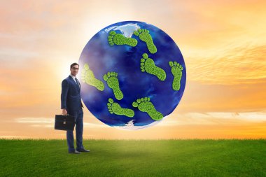 Carbon footprint concept with businessman clipart