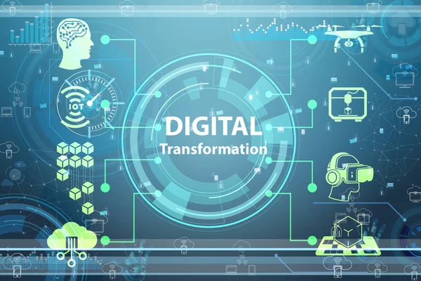 Conceptul de transformare digitală - redare 3D — Fotografie, imagine de stoc