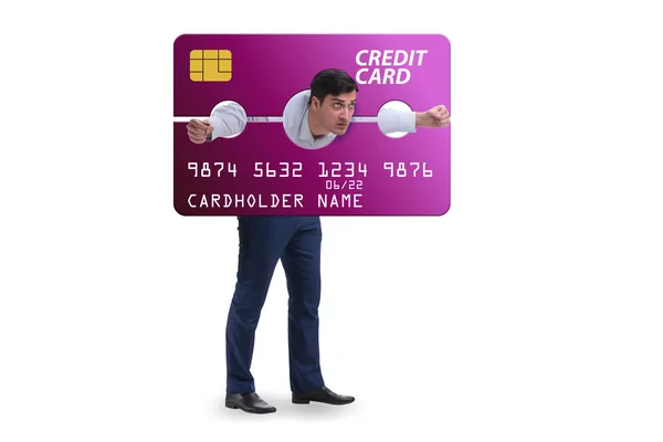 Zakenman in credit card burden concept in schandaal — Stockfoto