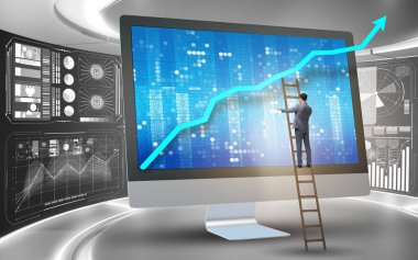 Grafiklerle ekonomi tahmini konseptinde iş adamı