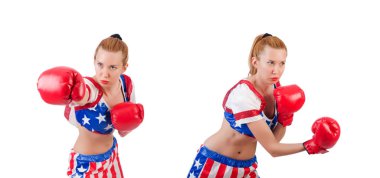 beyaz izole kadın boksör