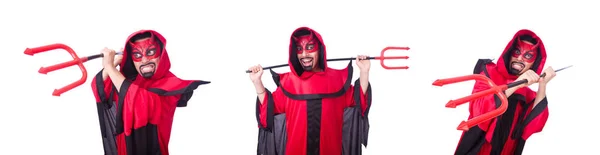 Homem diabo em traje vermelho — Fotografia de Stock