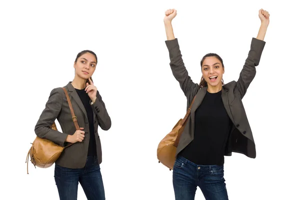 Junge Studentin isoliert auf weiß — Stockfoto