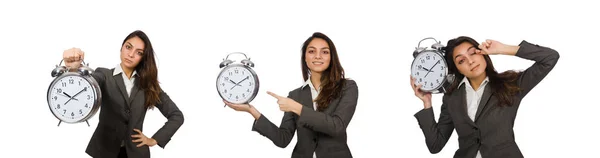 Бізнес-леді з годинником не вистачає її термінів — стокове фото