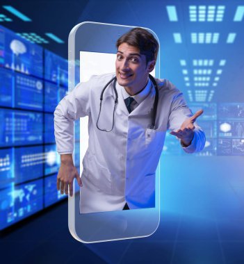Doktor ve akıllı telefonlu teletıp konsepti