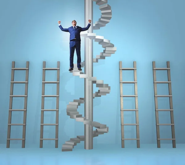 Career progression concept with ladders and staircase — Stock Photo, Image