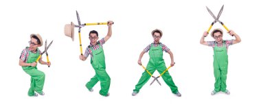 komik adam beyaz makası ile