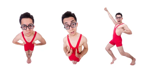 Divertido luchador aislado en blanco — Foto de Stock