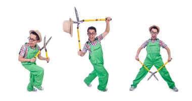 komik adam beyaz makası ile